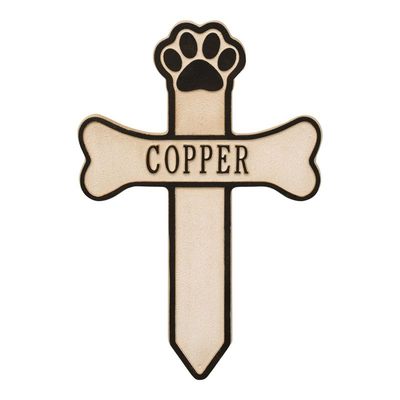 Paw And Bone Cross Pet Limestone Dedication Plaque